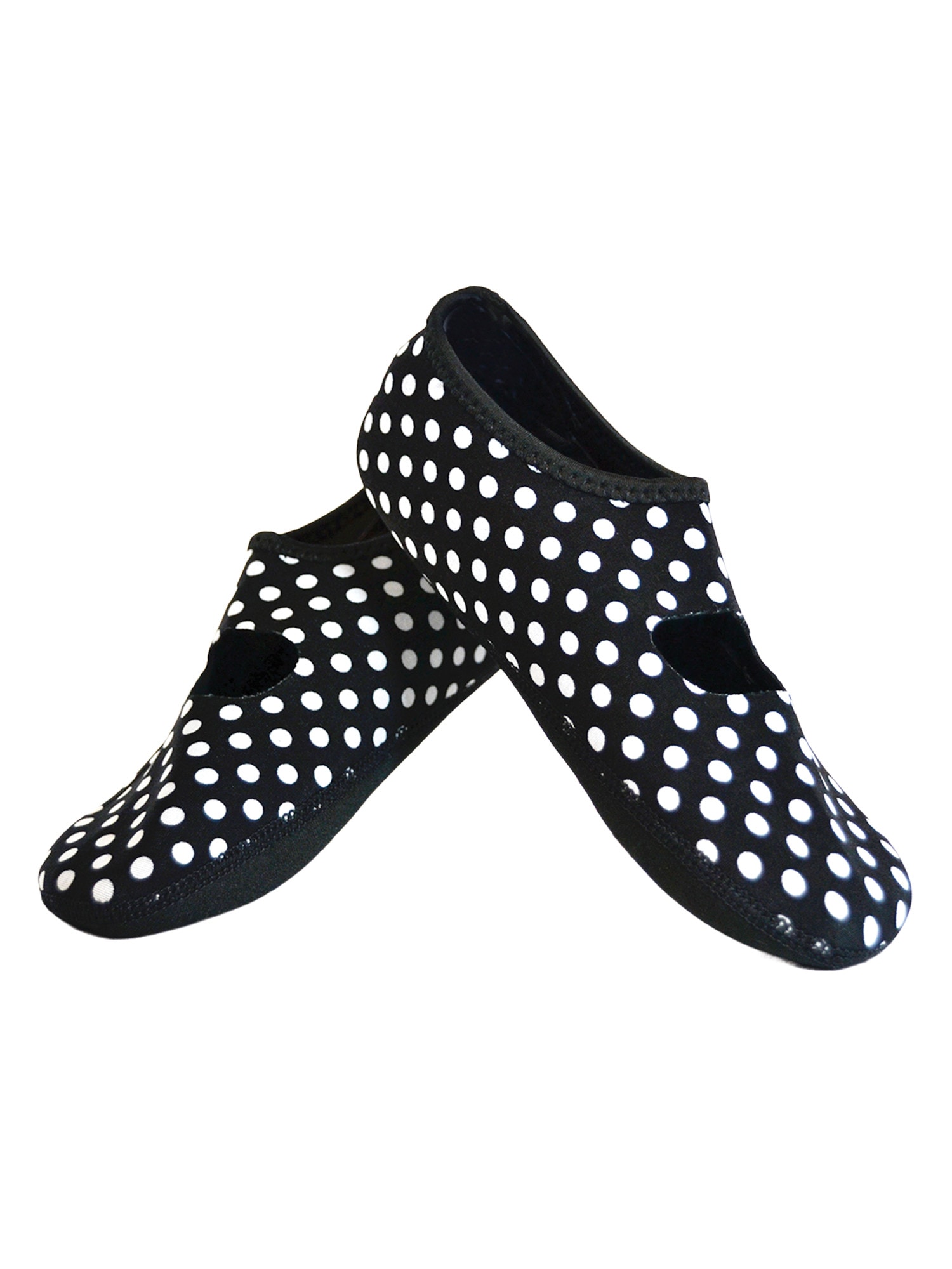 Nufoot Mary Janes Pantofole Da Interno Donna - Slipper In Neoprene Con Suola Antiscivolo, Lavabili In Lavatrice, Nero Con Pois Bianchi, Taglia Grande (7-10 US)