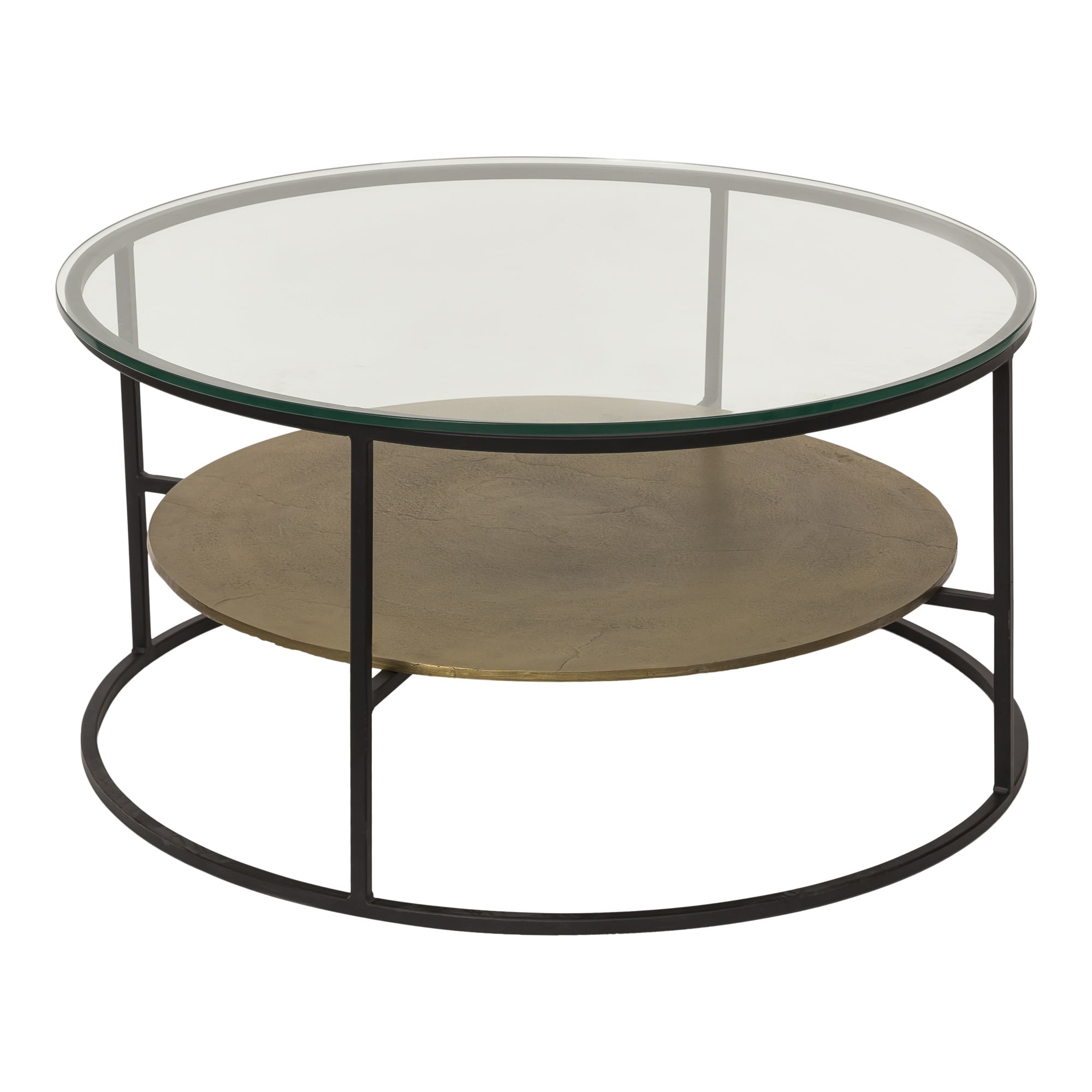 Round Brass and Glass Mid-Century Modern Coffee Table