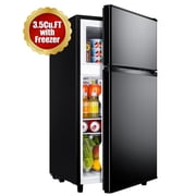 CALLIEVER 3.5 Cu.Ft Mini Fridge with Freezer - Dual-Door Small Refrigerator for Dorm Bedroom,Black