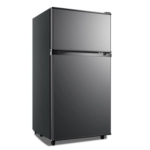 CALLIEVER 3.5 Cu.Ft Mini Fridge with Freezer - Dual-Door Small Refrigerator for Dorm Bedroom,Dark Gray