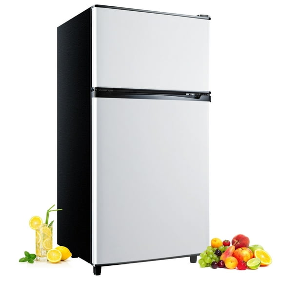 CALLIEVER Compact Mini Fridge with Freezer,3.5 Cu.Ft 2-Door Refrigerator,Ideal for Dorm,Office,Bedroom,7 Temp Settings,Adjustable Shelves,Silver
