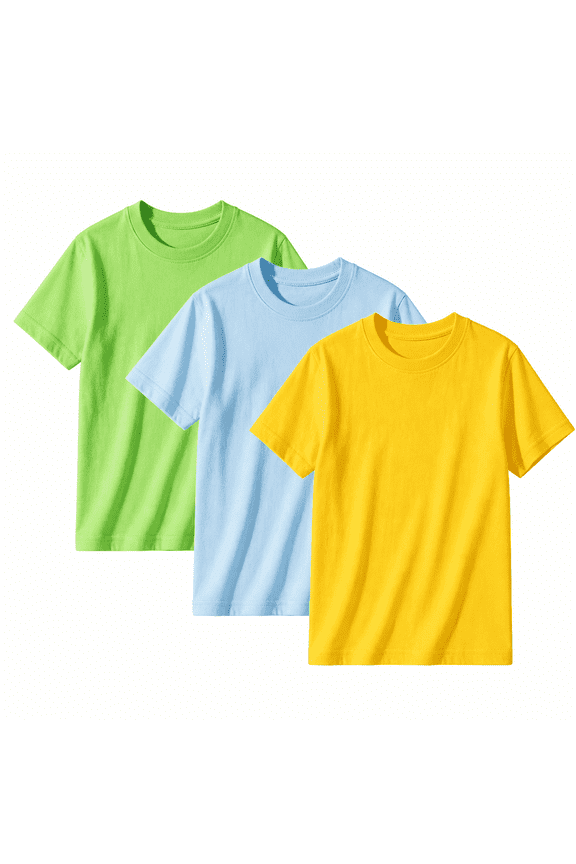 Boys T Shirts Toddler Kids 3 Pack Cotton Crew Neck Short Sleeve clothes, Sizes 2T-12