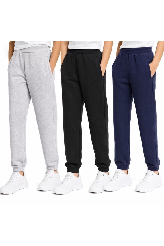Boys Sweatpants Toddler 3 Pack Jogger Pants with Pockets Soft Dry Comfy Kids Clothes 3t-4t