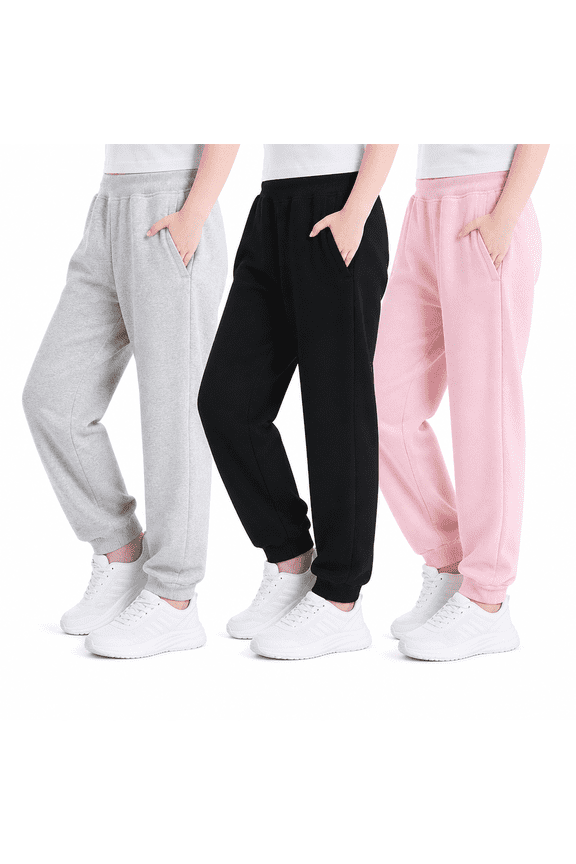 Girls Sweatpants Toddler 3Pack Jogger Pants with Pockets Soft Comfy Kids Clothes 2t-12