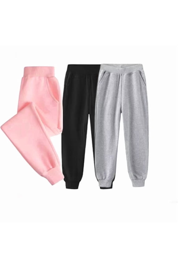 Girls and Toddler Sweatpants 3 Pack Kids Active Jogger Pants with Pockets (Sizes 4T-5T)