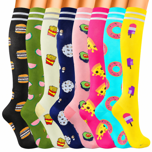 Men & Women Compression Socks for Circulation(8pairs)Graduated Support Knee High Socks,S/M