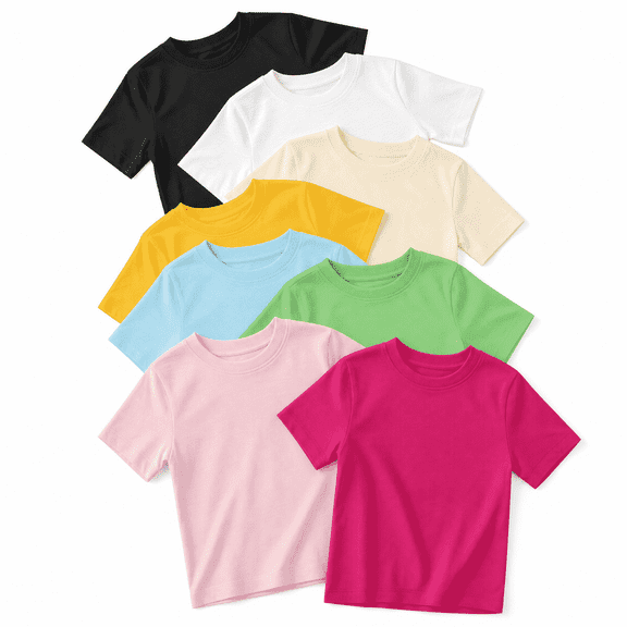 CALLINOX girls T Shirts Toddler Kids 8 Pack Cotton Crew Neck Short Sleeve clothes, Sizes 4T-5