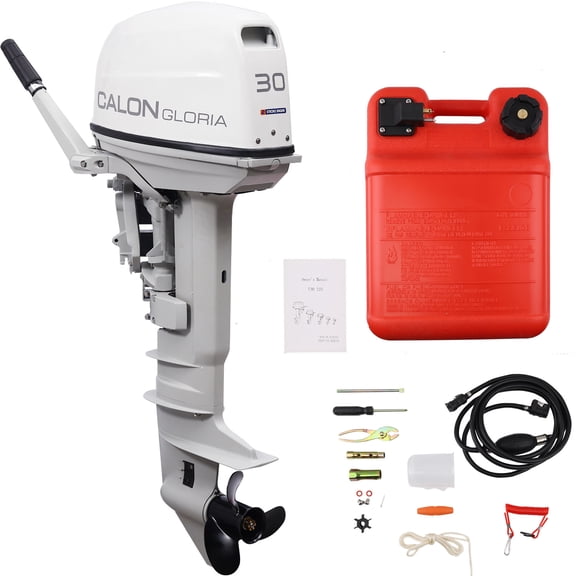 CALON 30HP 2-Stroke Outboard Motor, T30BL Manual Start Tiller Control Boat Engine, 20-Inch Long Shaft Marine Motor for Pontoons Fishing Boats Skiffs