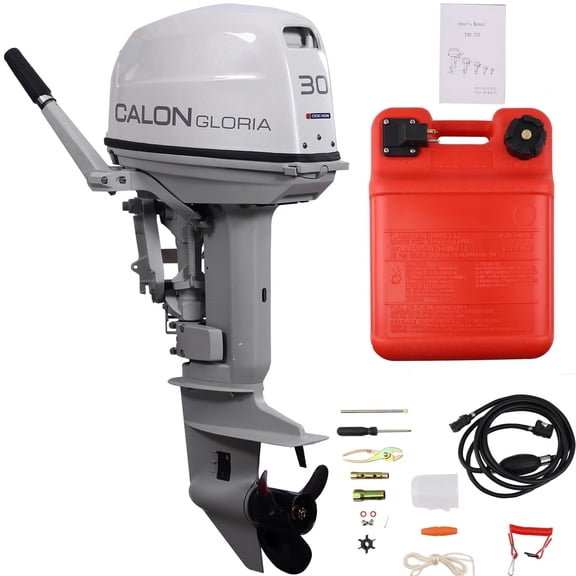 CALON 30HP 2-Stroke Outboard Motor, T30BS Manual Start Tiller Control Boat Engine, 15-Inch Short Shaft Marine Motor for Jon Boats Utility Pontoons