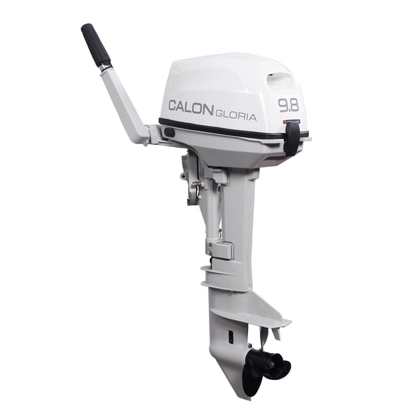 CALON 9.8HP Outboard Motor Short Shaft Two Stroke Boat Engine with Tiller Control Manual Start 12L Fuel Tank for Inflatable Fishing Boats