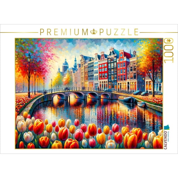 CALVENDO Puzzle Amsterdams Frhlingserwachen: KI-Kunst in voller Blte | 1000 Teile Lege-Gre 64 48 cm Foto-Puzzle fr glckliche Stunden