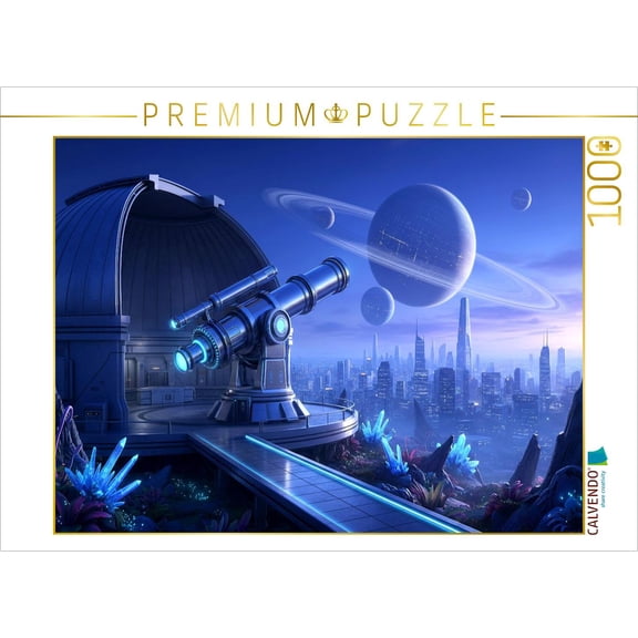 CALVENDO Puzzle A science fiction observatory on an alien planet | 1000 pieces, finished size 25.2 18.9 in (64 48 cm) | Photo puzzle for happy hours