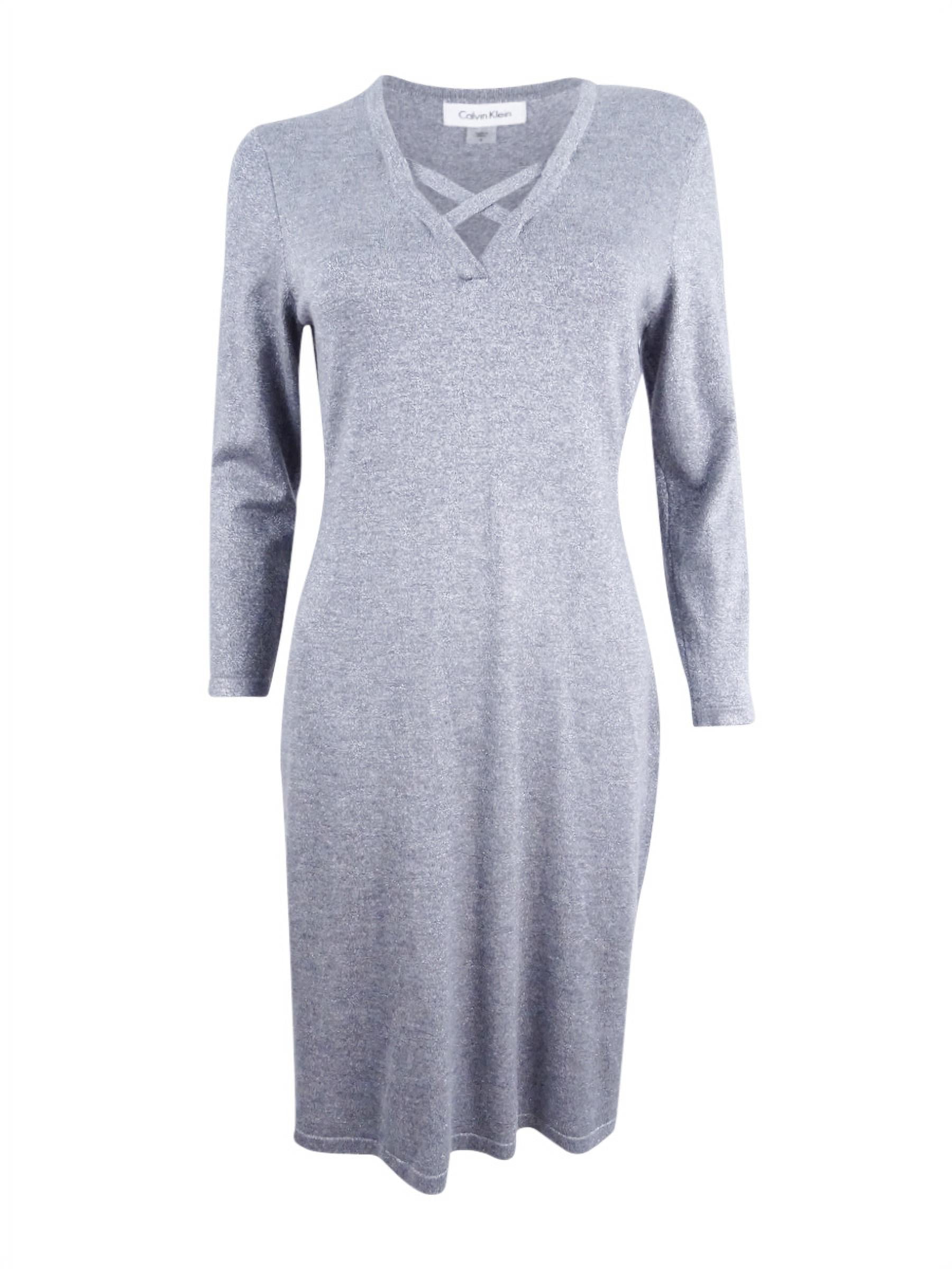 Calvin Klein Women's Metallic Sweater Dress (XL, Tin Heather) - Walmart.com