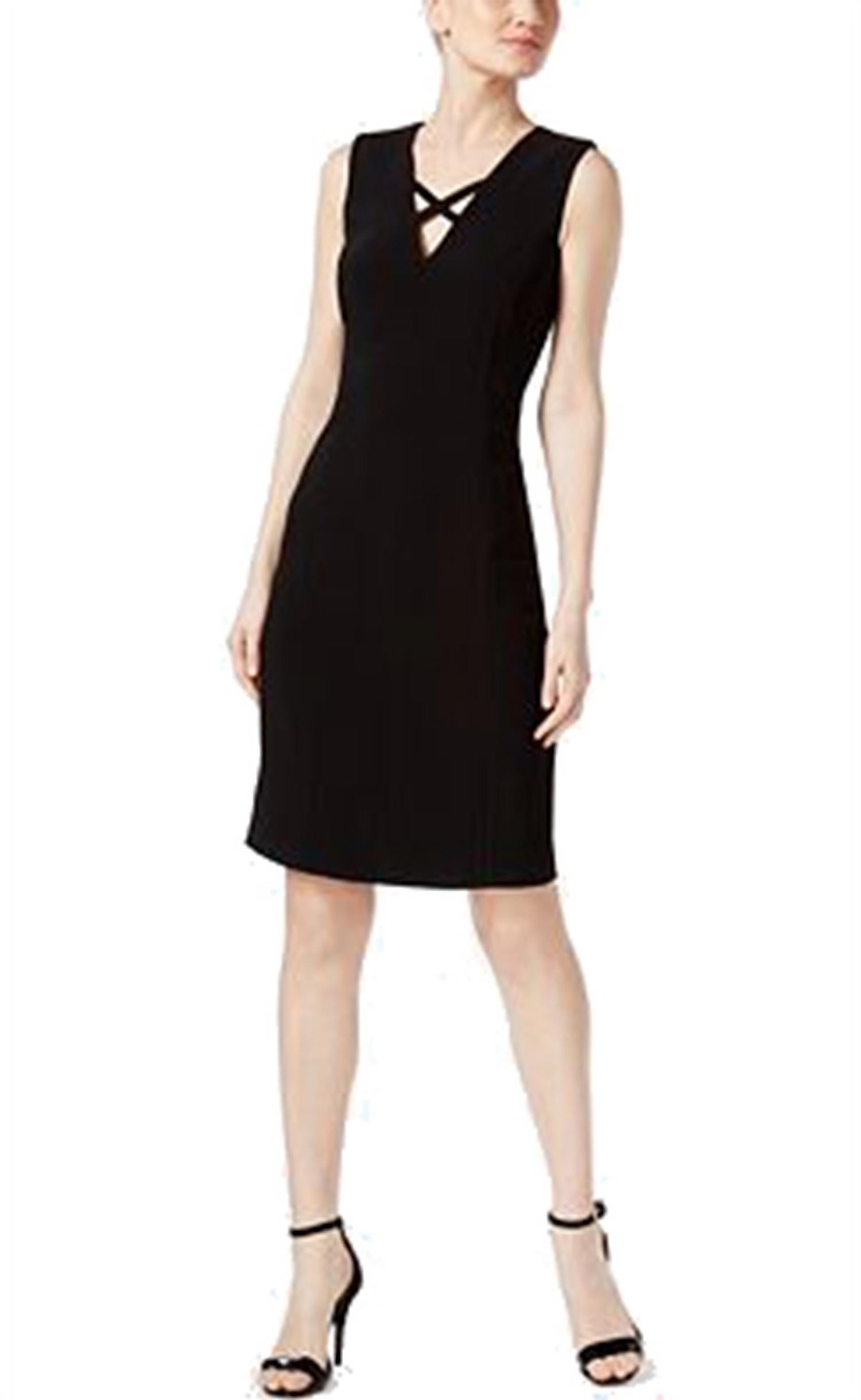 calvin klein black v neck dress Calvin Klein short-sleeve V-neck Dress | Black