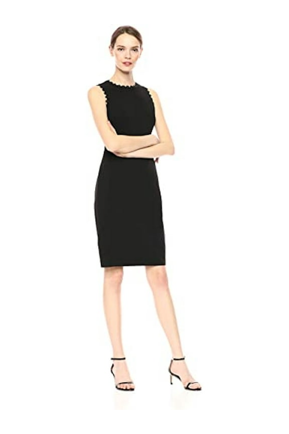 $134 Womens New Black Lace-trim Sleeveless Sheath Dress 10 B+B