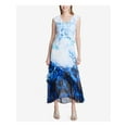 thumbnail image 1 of CALVIN KLEIN $139 Womens New 1283 Green Printed Ruffle Hem Dress 14 B+B, 1 of 3