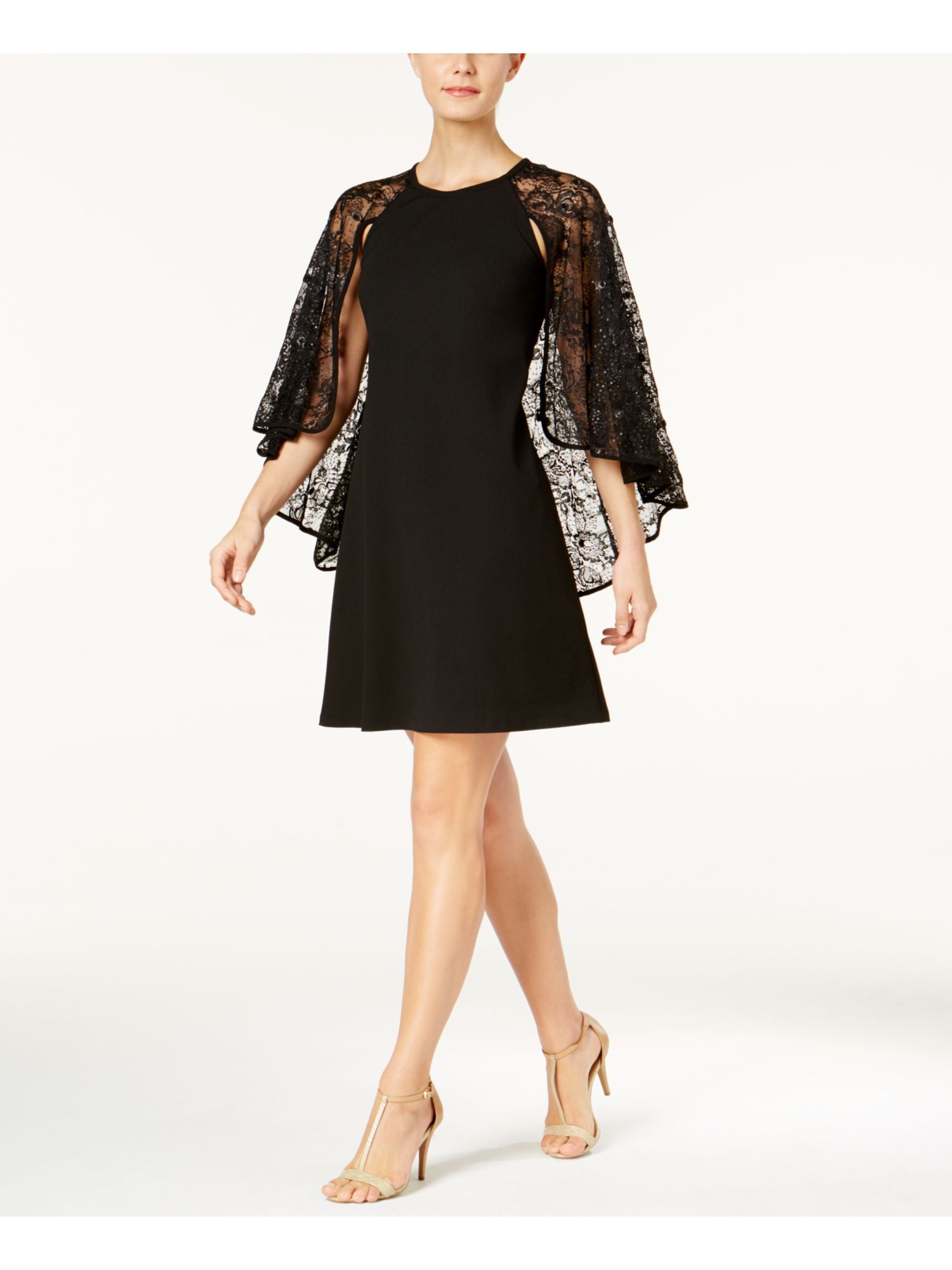 CALVIN KLEIN $159 Womens New 1131 Black Cape Overlay Mini CALVIN KLEIN $159 Womens New 1131 Black Cape Overlay Mini