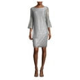 thumbnail image 1 of Calvin Klein Women's Lace Bell-Sleeve Sheath Dress (8, Sandstone Silver), 1 of 3