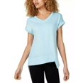 thumbnail image 1 of Calvin Klein Women's Asymmetrical V-Neck Fitness Top, Baby Blue Small - NEW, 1 of 2