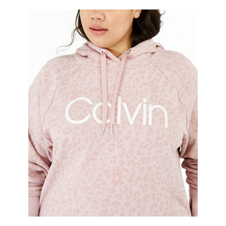 Calvin Klein Performance Plus Size Animal-Print Hooded Sweatshirt Pink - 1X
