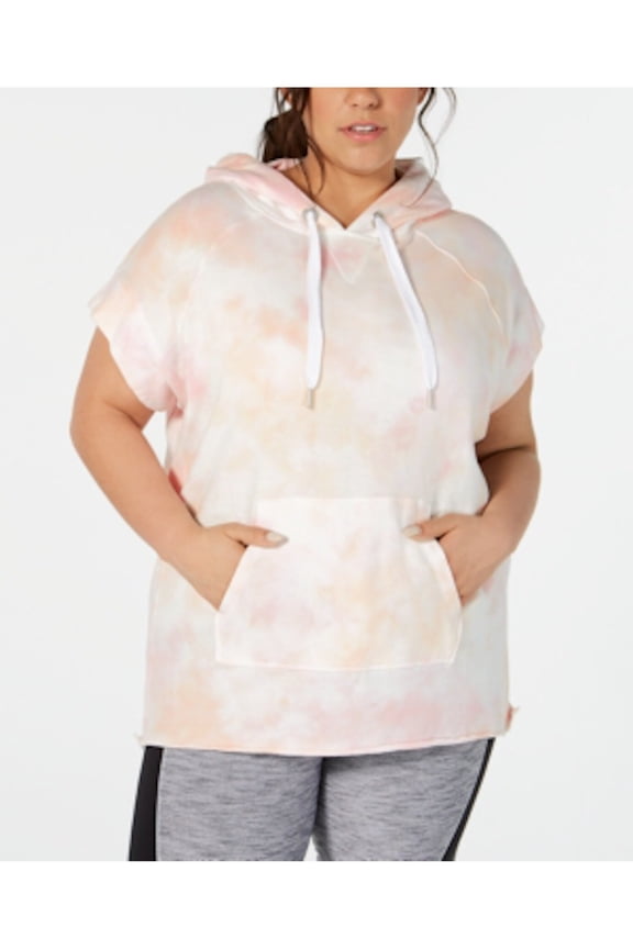 $69 Womens New Pink Tie Dye Pocketed Hoodie Sweater 3X Plus B+B