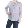 thumbnail image 1 of CALVIN KLEIN $70 Womens New 0305 Gray Striped Collared Button Up Top L B+B, 1 of 2