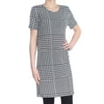 thumbnail image 1 of CALVIN KLEIN $70 Womens New 1396 Black Houndstooth Wear To Work Top XS B+B, 1 of 2
