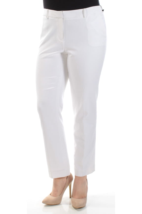 $80 Womens New 1293 White Wear To Work Pants 8 B+B