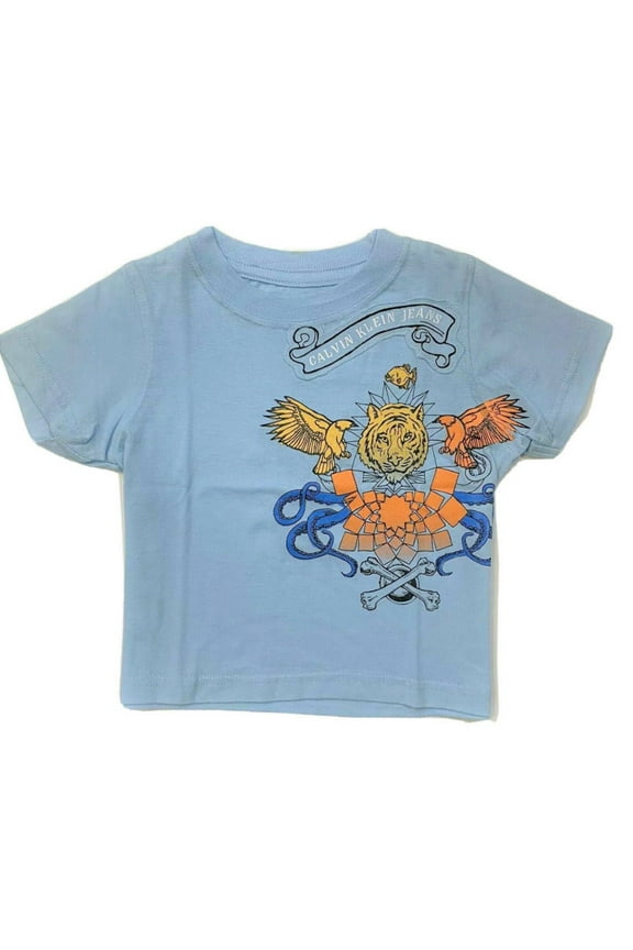 BOYS SHIRT - LOGO FRONT SZ 12 MONTHS - BLUE - BABY TOP TEE SHIRT
