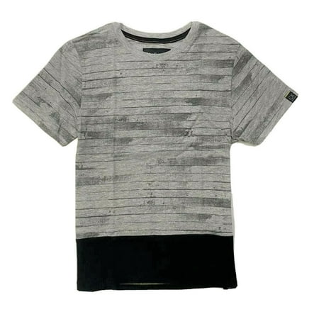 CALVIN KLEIN BOYS SHIRT - STRIPED SZ 7X - GREY BLACK - TOP TEE GRAPHIC KIDS
