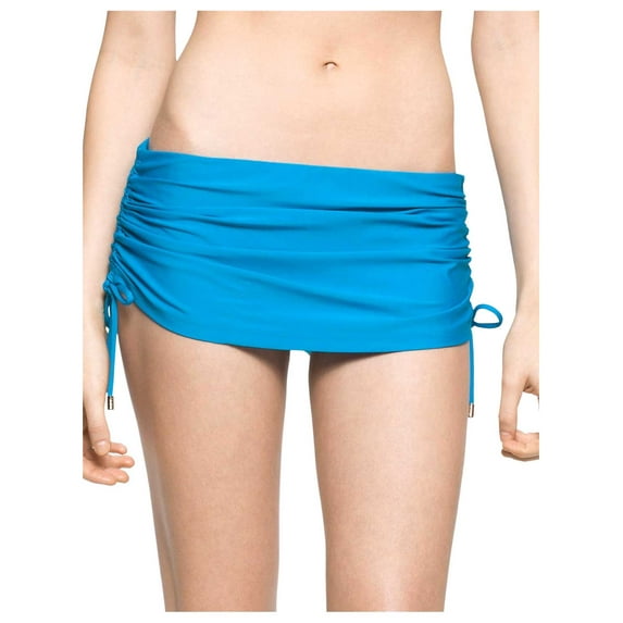 CALVIN KLEIN CK Womens Side Tie Ruched Swim Skirt Cyan Blue XS Ladies