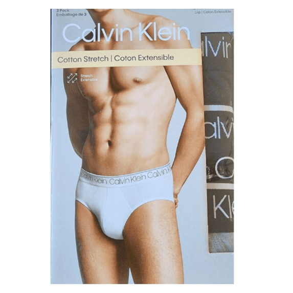 CALVIN KLEIN COTTON STRETCH UNDERWEAR 3-PACK HIP BRIEF, Multicolor, XL
