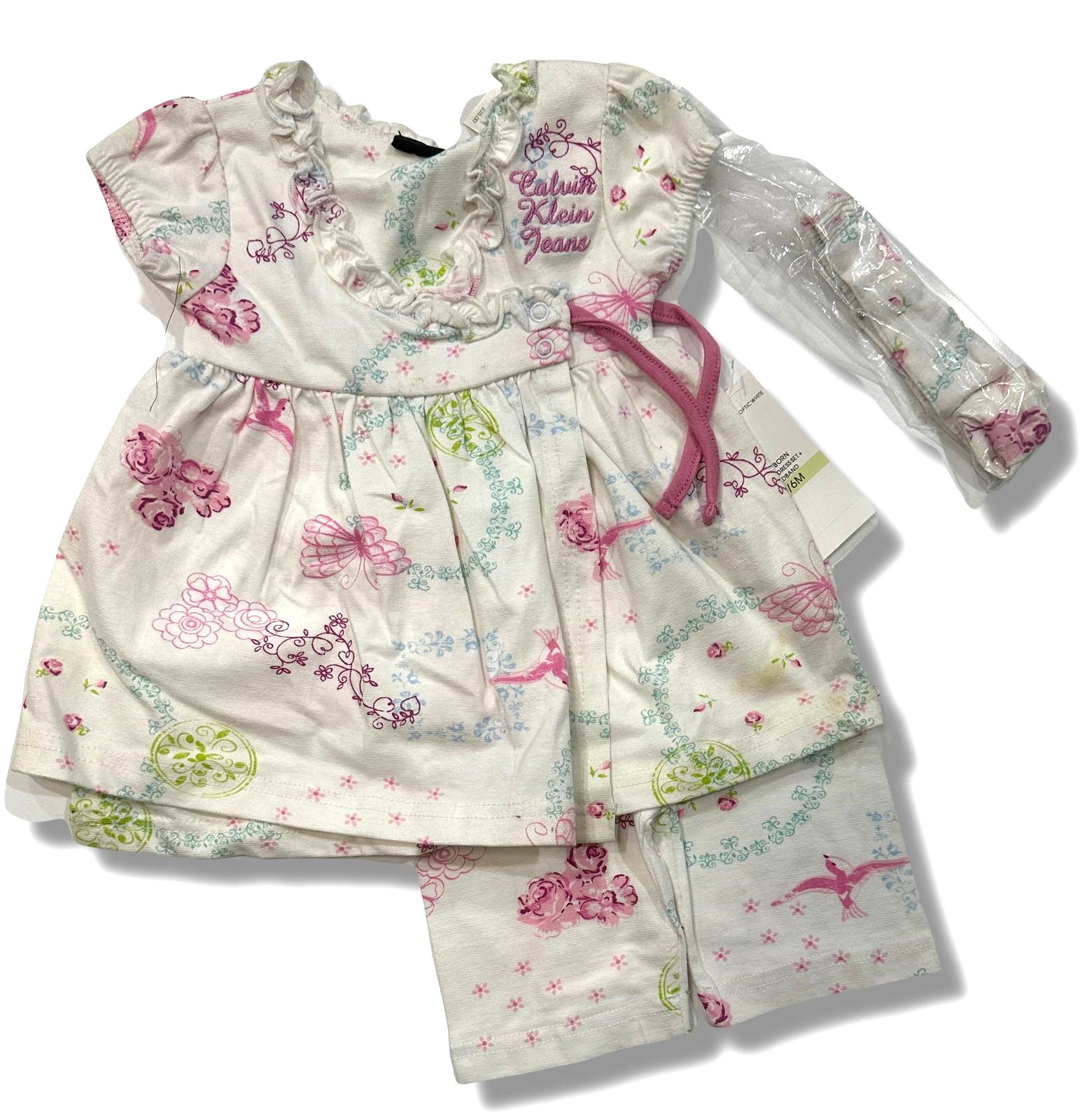 CALVIN KLEIN GIRLS OUTFIT SET PCS DRESS LEGGINGS HEAD- SZ