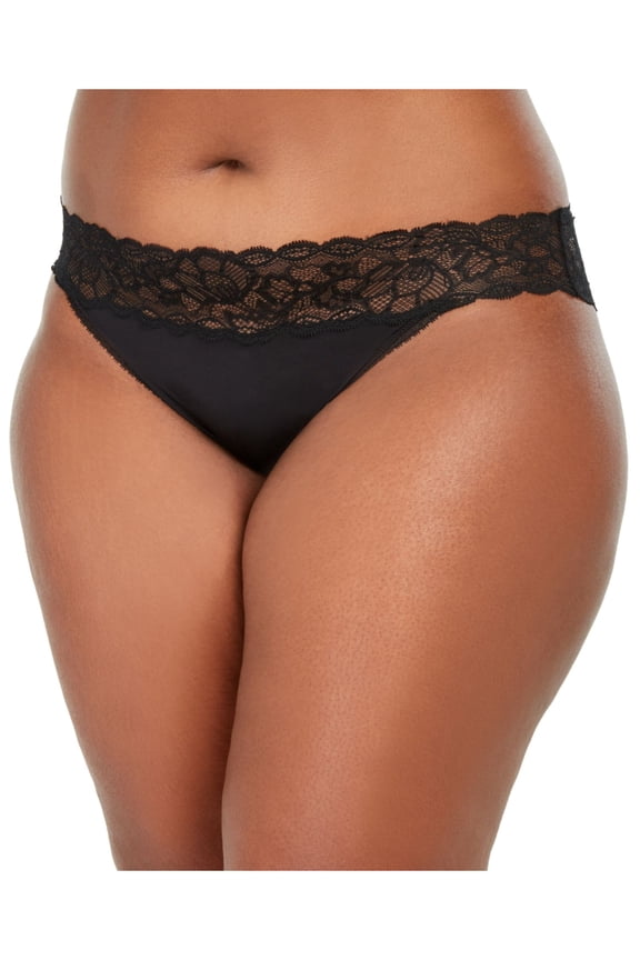 Intimates Black Lace Trim Solid Everyday Bikini Size: 2X