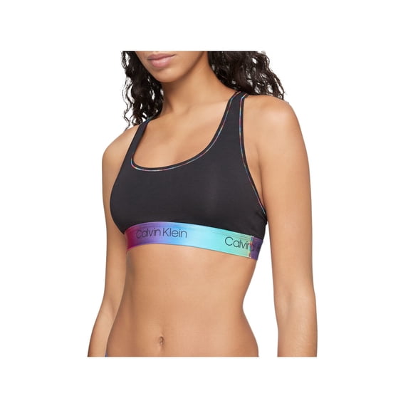 CALVIN KLEIN Intimates Black Scoop Neck Unlined Breathable Full Coverage Minimal Support Bralette Bra S