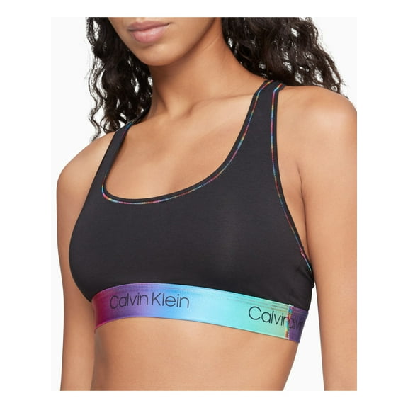 CALVIN KLEIN Intimates Black Scoop Neck Unlined Breathable Full Coverage Minimal Support Bralette Bra XS