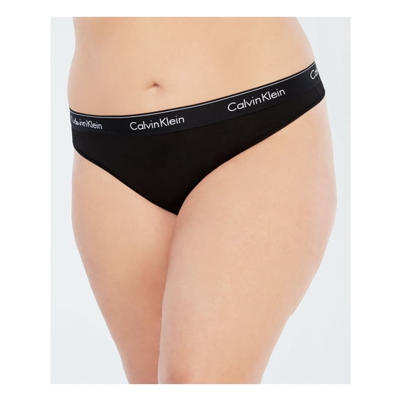 CALVIN KLEIN Intimates Black Solid Everyday Thong Plus Size: 2X
