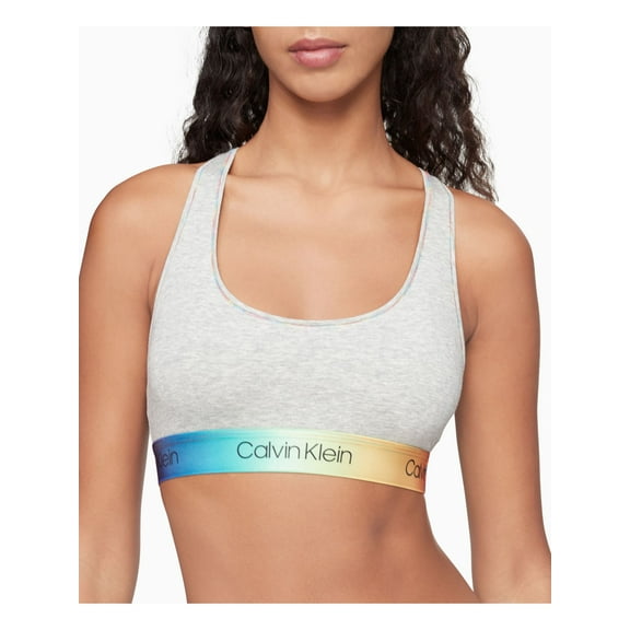CALVIN KLEIN Intimates Gray Scoop Neck Unlined Breathable Full Coverage Minimal Support Bralette Bra XS