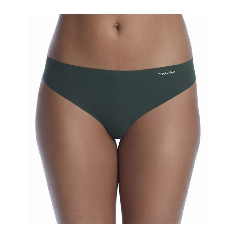 CALVIN KLEIN Intimates Green Laser-Cut Edges Thong Underwear S 
