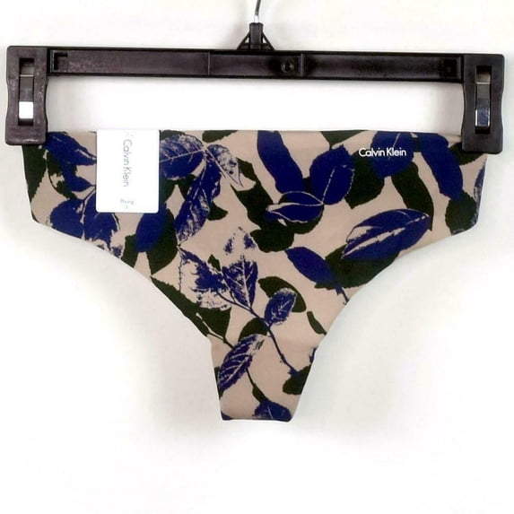 CALVIN KLEIN Intimates Green Stretch Floral Everyday Thong Size: S