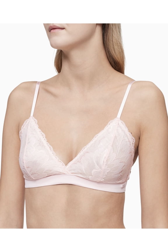 Intimates Pink Full Coverage Adjustable Stretch Straps Unlined Triangle Cups Bralette Bra L