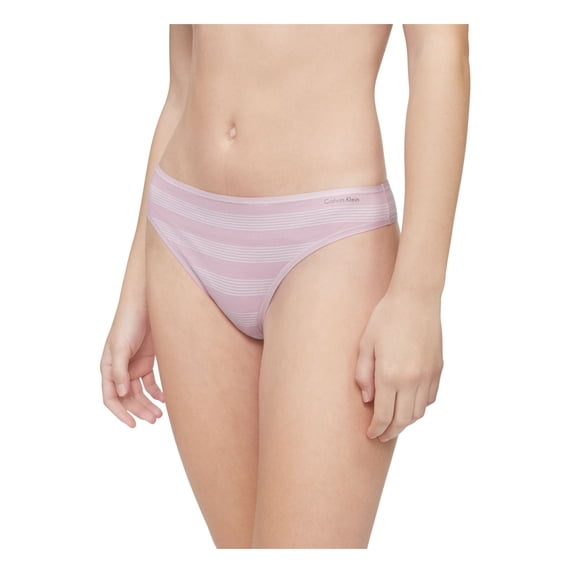 CALVIN KLEIN Intimates Pink Plush Elastic Striped Thong Underwear M
