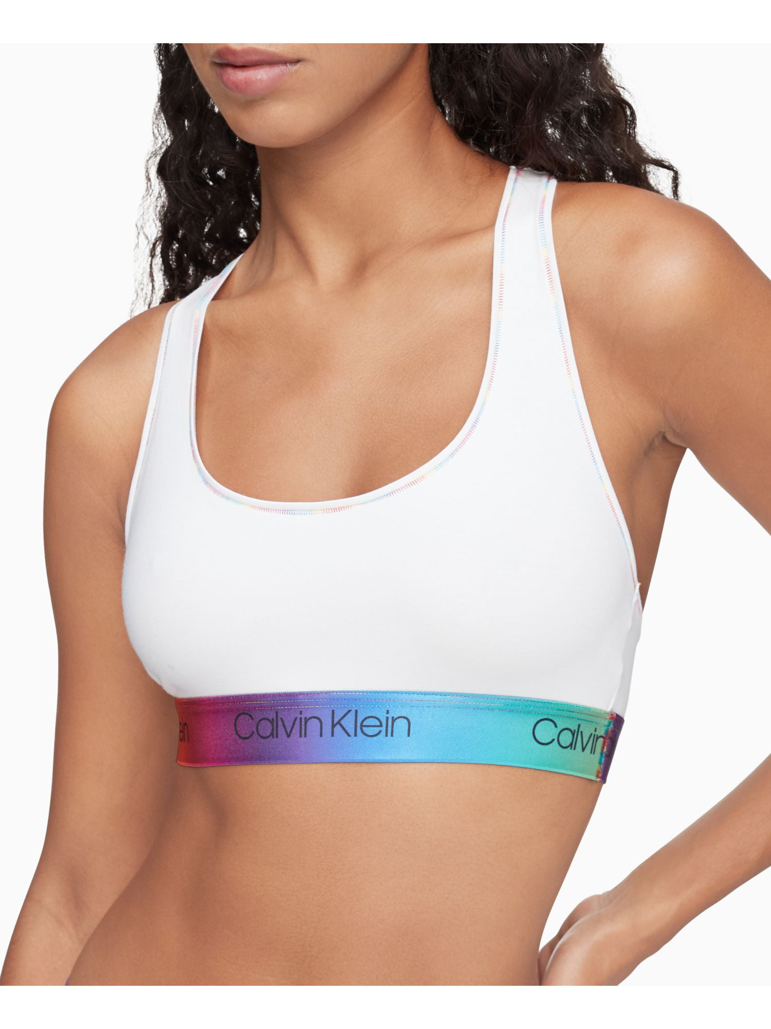CALVIN KLEIN Intimates White Scoop Neck Unlined Breathable Full