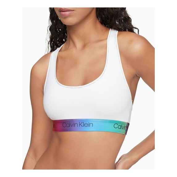 CALVIN KLEIN Intimates White Scoop Neck Unlined Breathable Full Coverage Minimal Support Bralette Bra S