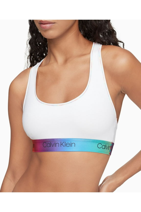 Intimates White Scoop Neck Unlined Breathable Full Coverage Minimal Support Bralette Bra XS