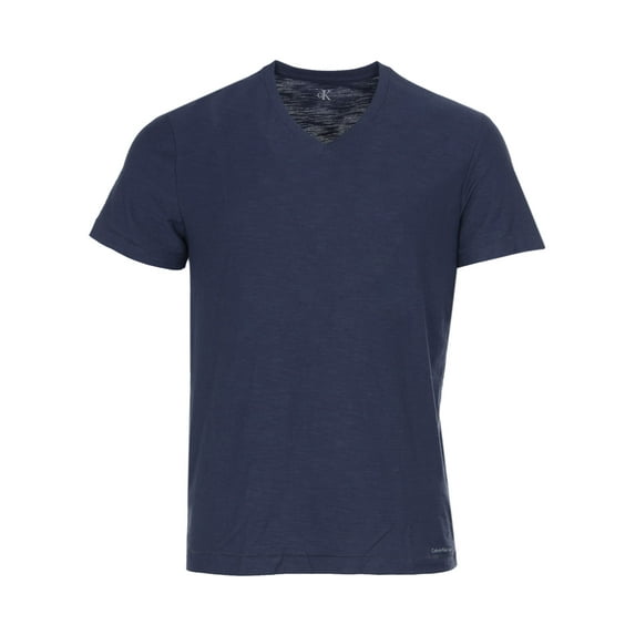 CALVIN KLEIN JEANS Cotton Slub V-Neck T-Shirt Navy Blue Armada Shirt Large L