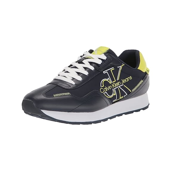 CALVIN KLEIN JEANS Mens Navy Logo Removable Insole Cushioned Eden Round Toe Wedge Lace-Up Athletic Sneakers 10.5 M