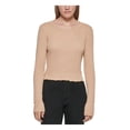thumbnail image 1 of CALVIN KLEIN JEANS Womens Beige Fitted Long Sleeve Crew Neck Crop Top XL, 1 of 2