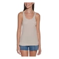 thumbnail image 1 of CALVIN KLEIN JEANS Womens Beige Ribbed Sleeveless Scoop Neck Tank Top S, 1 of 2