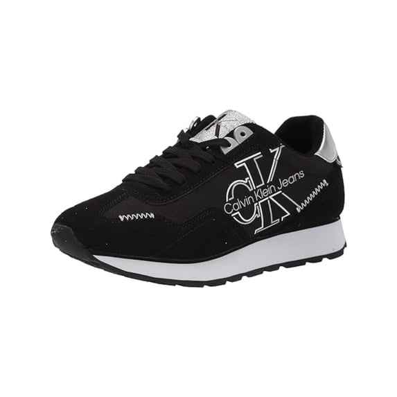 CALVIN KLEIN JEANS Womens Black Logo Removable Insole Comfort Eden Round Toe Wedge Lace-Up Athletic Sneakers 12